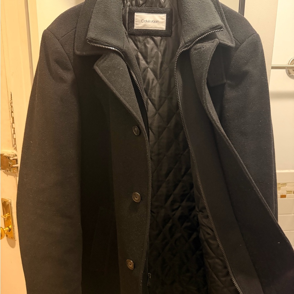 Calvin Klein Men's Black Trench Coat 44L